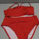Pink Queen Women's Ribbed High Waisted Bikini Set Removable Strap Bandeau Swimsuit, Size: L