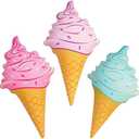 The Dreidel Company Three Giant Inflatable Ice Cream Cones for Summer Party, Swimming Pool, Beach, Birthday, and Outdoor Decorations 36 Inches, Pack of 3