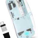 Bluetooth Wireless Mouse,4 Modes Mouse(BT5.2 & BT3.0 + USB-A & USB Type-C Mouse for Mac/MacBook Pro/MacBook pro/MacBook Air/PC/Mac/Laptop/Apple/ipad/Computer (Blue)