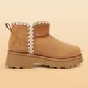 Winter Brown Boots for Women Snow Mini Boot Platform Furry in 2025 Fall Booties with Shell-Shape Trim (7)