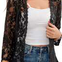 BENANCY Women's 3/4 Sleeve Bolero Shrugs Crochet Lace Open Cardigan (XX-Large, Black)