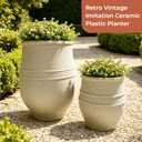21.3"H & 13.2"H Retro Sandstone Textured Plastic Planter Set of 2