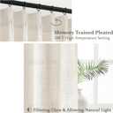 Semi Sheer Curtains 90 Inches Long for Bedroom Light Filtering Beige Birch Textured Linen Blend Pleat Curtains 7-1/2 ft Length Hooks Rings&Back Tab for Sliding Glass Doors 2 Panels Set