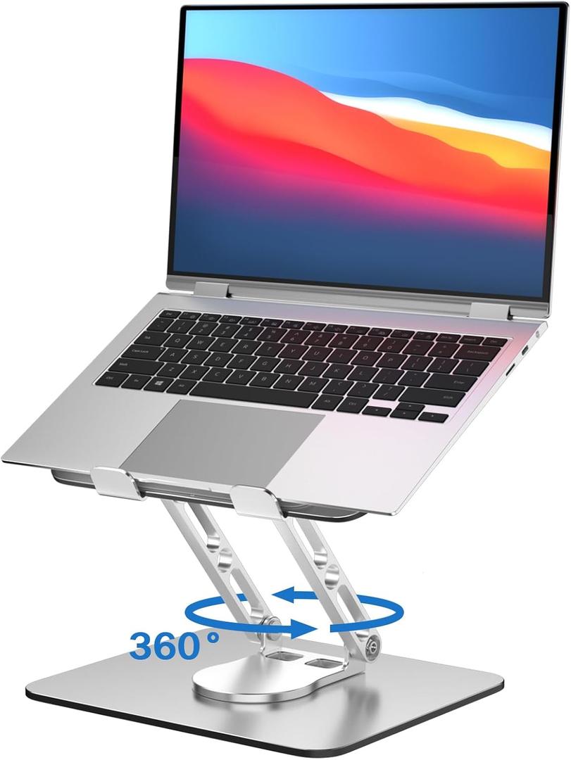 Laptop Stand for Desk Adjustable Computer Stand with 360 Rotating Base Ergonomic Laptop Riser Mount for Desk Foldable Protable Computer Desk Fits with MacBook Pro Air, Rectangle