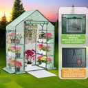 Purlyu Walk-in Greenhouse for Outdoors w/ Mesh Side Windows, 3 Tiers 6 Shelves PE Cover Green House Portable Warm House for Seedling Flowers Growing 20 Pcs T-Type Plant Tags Include (GHW001G)