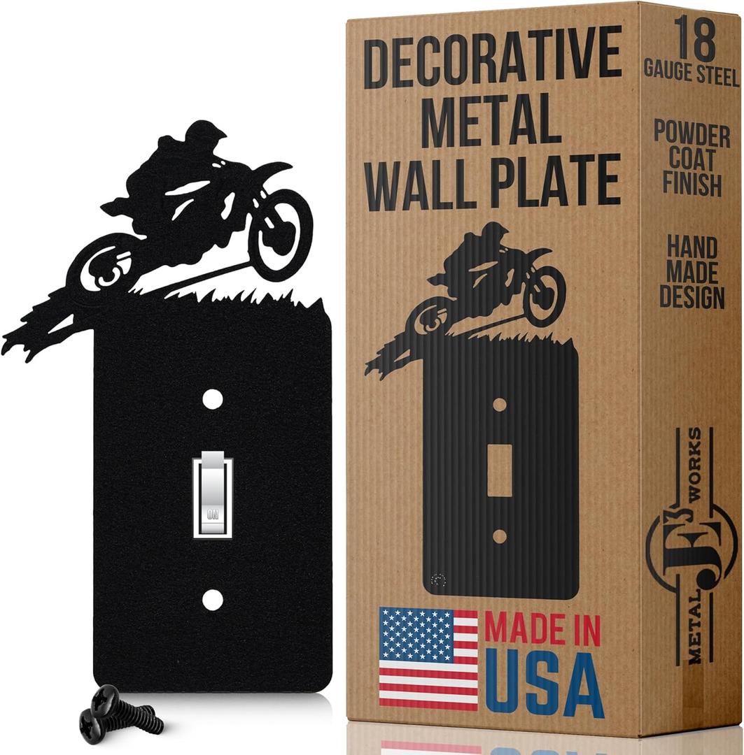 Motocross Off-Road Dirt Bike Toggle Light Switch Wall Plate (Single Toggle, Black)