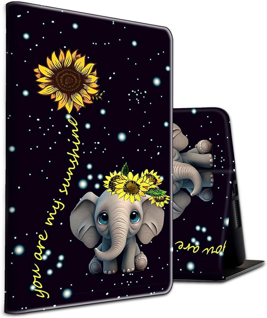 Case for All-New 6" All-New Kindle (11th Generation-2024/2022 Release),Slim Shockproof PU Leather Stand Cover with Auto Sleep/Wake for Kindle 11th E-Reader,Elephant Sunflower