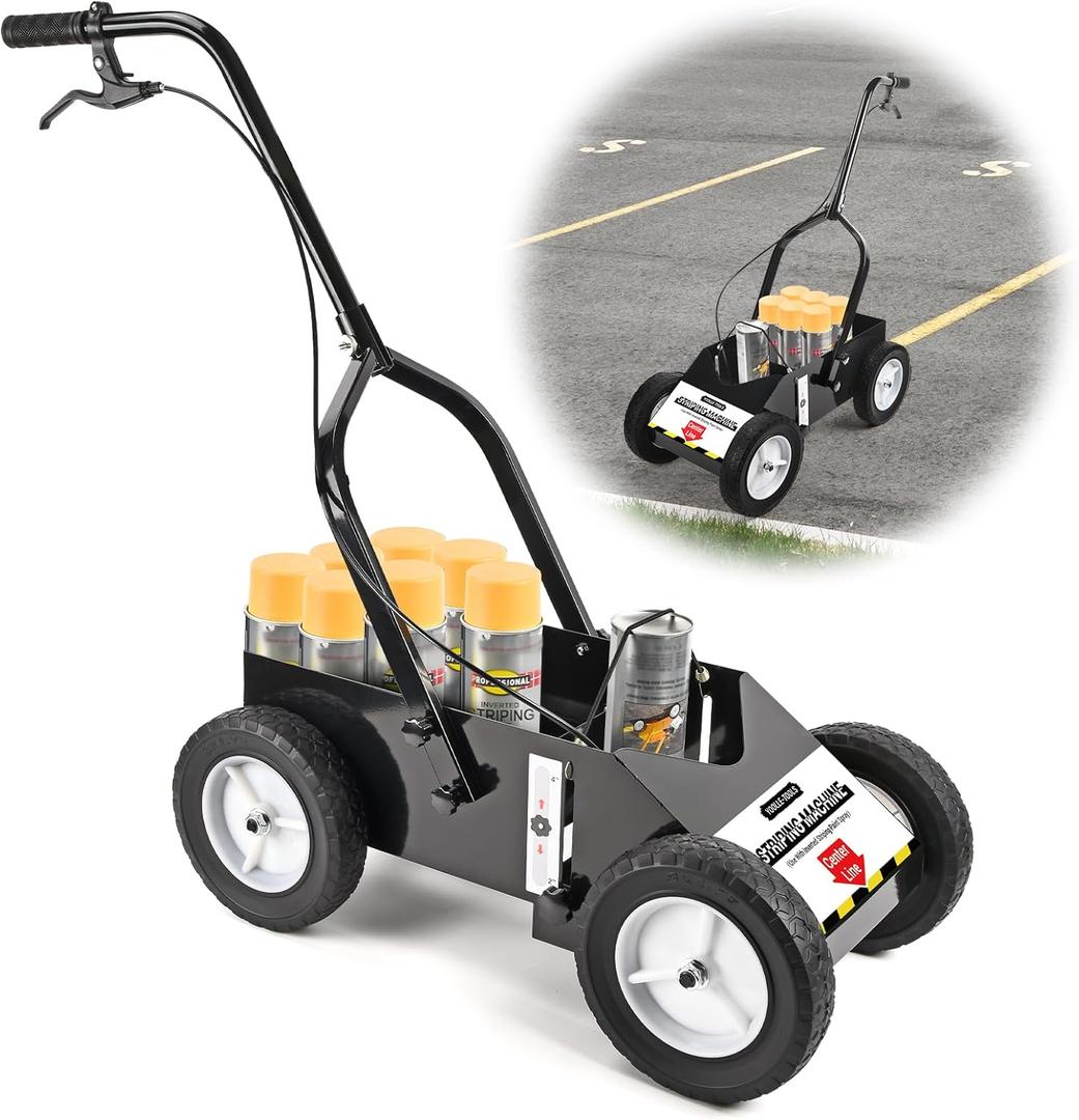 Heavy Duty Striping Line Marking Machine, Parking Lot Striping Machine, Work with Professional Inverted Striping Spray Paint, 9.8" x 13" x 28.3", Black