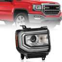 RH Xenon Headlight Assembly Fit for GMC Sierra 1500 2016 2017 2018, HID Projector Headlamp with LED DRL & Chrome Housing - Replace GM2503453 84046791 84568273 (Right Passenger Side, w/o D5S Bulb)