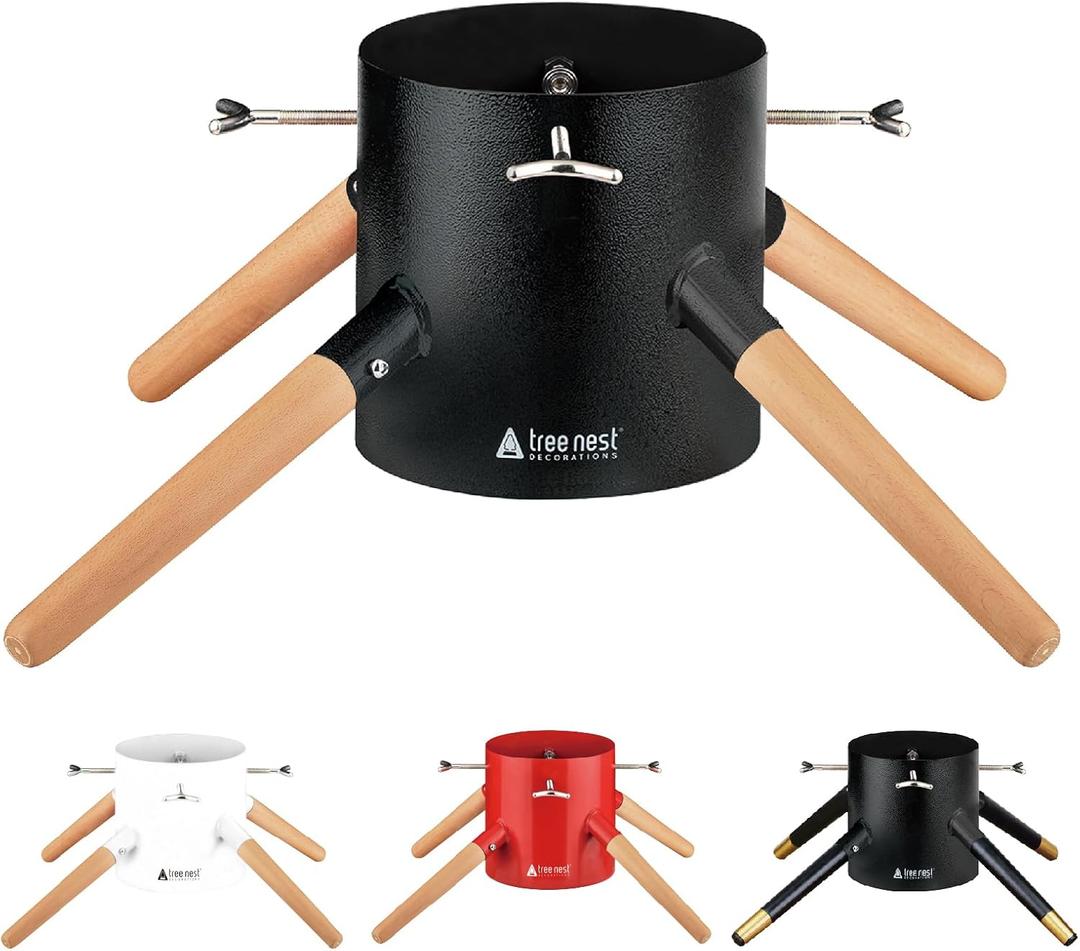 Tree Nest Christmas Tree Stand Base Xmas Modern Tree Metal Holder Stand for 10ft Real Tree Xmas Tree DecorationFamily,Black (Up to 10ft, 5.9inch)