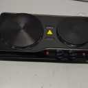 OVENTE Electric Countertop Double Burner, 1700W Cooktop with 7.25" and 6.10" Cast Iron Hot Plates, Temperature Control, Portable Cooking Stove and Easy to Clean Stainless Steel Base, Black BGS102B