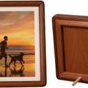 6x8 Picture Frame Wood With Glass, With 4.5x6.5 Mat, Natural Solid Walnut 6 by 8 Picture Frame, For Wall or Tabletop Display