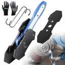 QIFEIOSHI Brake Caliper Press Tool, 4-in-1 Universal Disc Caliper Tool, 360° Swivel Ratcheting Compressor for Automotive Brake Repair and Installation, Includes 2 Rubber Hooks and Gloves (Blue)