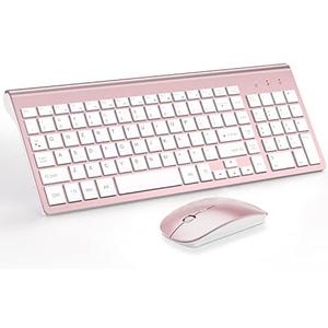 Wireless Keyboard and Mouse Ultra Slim Combo, TopMate 2.4G Silent Compact USB 2400DPI Mouse and Scissor Switch Keyboard Set with Cover, 2 AA & 2 AAA Batteries,for PC/Laptop/Windows/Mac-Rose Gold White Wireless Keyboard and Mouse Ultra Slim Combo, TopMate 2.4G Silent Compact USB 2400DPI Mouse and Scissor Switch Keyboard Set with Cover, 2 AA & 2 AAA Batteries,for PC/Laptop/Windows/Mac-Rose Gold White
