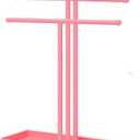 Jewelry Organizer Stand 3 Tier Tabletop Bracelet Rings Watches Necklace Display with Tray Great for Women Pink