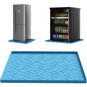 Silicone Mini Fridge Mat 19.7"x19.7" Non-Slip, Waterproof Drip Tray for Refrigerators, Washing Machines, Dryers, Dishwashers & Coolers (Blue)