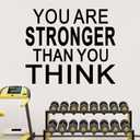 2 x AnFigure Large Inspirational Gym Wall Stickers Fitness Motivational Quotes Wall Decals Sports Workout Art Vinyl Home Decor You are Stronger Than You Think 24"X20"