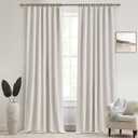 QJmydeco 100% Blackout Curtains for Bedroom, 100 Inch Living Room Faux Linen Designer Custom Drapes for Windows Treatments Insulated 2 Panels,Cream Ivory (W50 xL100 Inches Long 2Pcs)