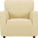 ZNSAYOTX Super Stretch Chair Slipcover Universal Sofa Chair Covers for Living Room Dogs Pet Furniture Protector Spandex Armchair Slipcovers with Anti Slip Foam Sticks (Beige, Chair) (Small (30"-47"))