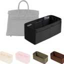 Purse Organizer Insert for Birkin 25/30/35/40, Satin Bag Insert Compatible with Hermes, Lightweight and Soft Touch Inner Bag for Women Luxury Handbags, Multicolor Options(Black, BK25 Retourné)