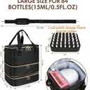 Nail Polish Organizer Bag, 3 Layers Nail Kit Organizers and Storage Case Holds 84 Bottles(15ml/0.5fl.oz)& Nail Lamp, Large Shoulder Bag Travel Carrying Case Box for Nail Supplies