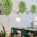 Artificial Hanging Flowers Outdoor UV Resistant Fake Plastic Plants Indoor Outside Garden Porch Window Box Home Wedding Farmhouse Festive Shrub Decor (White, 6 Bundles)