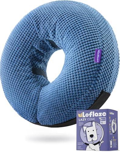 Loflaze Inflatable Dog Cone Collar - Dog Neck Donut Cone Collar Alternative After Surgery - Soft Cone for Large Medium Small Dogs Cats - Alternative Recovery E Collar (Blue, M)