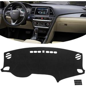 KEYOOG Dashboard Cover Dash Mat Fit for Hy-undai Sonata 2019-2016 (Without HUD Models),Car Dash Board Mat Anti-Glare Carpet,Non-Slip Pad Sunshield Protector (Black) (Fit 16-19 Sonata - (Black))