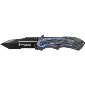 Smith & Wesson Black Ops SWBLOP3TBLS 7.7in S.S. Assisted Opening Knife with 3.4in Serrated Tanto Blade and Aluminum Handle for Tactical, Survival and EDC