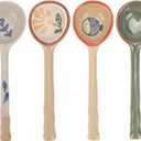 4 Pack Japanese Ceramic Soup Spoons, Slightly Larger Long Handle Design, Hand-Painted Porcelain Spoons for Miso, Wonton, Dumplings (Secure Packaging)