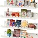 sothfubo Nursery Book Shelves, Kids Bookshelf and Toy Storage, 17 Inch Metal Floating Shelves Set of 4, Wall Shelves for Bedroom, Kids Room, Bathroom, Kitchen, Playroom Decor, Nursery Decor