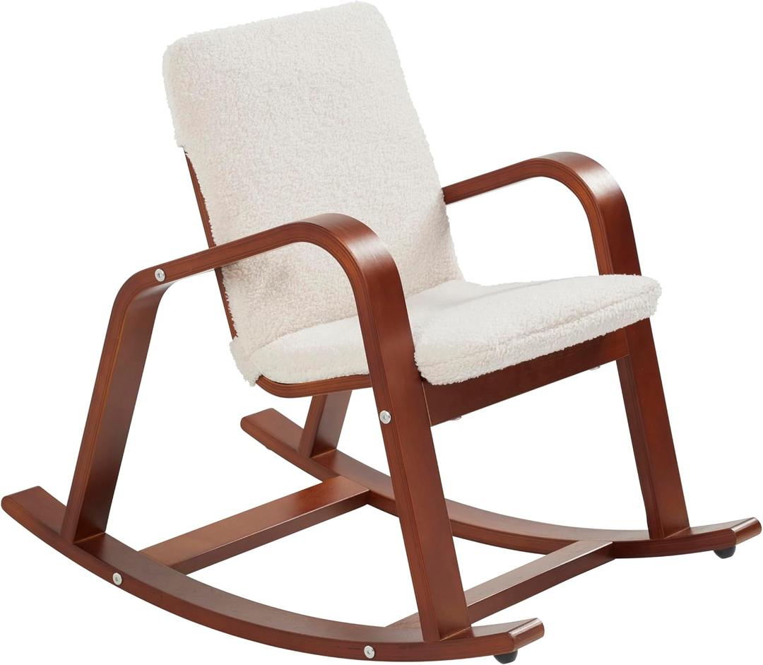 ECR4Kids Bentwood Rocking Chair with Armrests and Cushion, Dark Walnut, 26.75" L x 17" W x 22.2" H