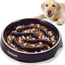 LOOBANI Slow Feeder Dog Bowls - 3.5 Cups Ceramic Slow Feeder Dog Bowls for Large Dogs, Slow Feeding Easy-Grip Handles, Perfect for Fast Eaters Goldens, Labradors & Huskies (L, Purple)