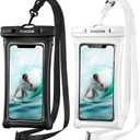 CACOE [Floatable] Floating Universal Waterproof Phone case 2 Pack-Up to 7.0",Phone Pouch with Adjustable Neck Lanyard,IPX8 Cellphone Dry Bags for Vacation Water ActivitiesBlack+White