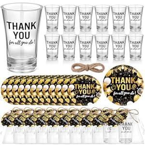Funnymoom 50 Sets Employee Appreciation Gifts Thank You for All You Do Acrylic Clear Shot Glasses Tags with Organza Bags Teacher Doctor Nurse Retirement Graduation Appreciation Party Favors
