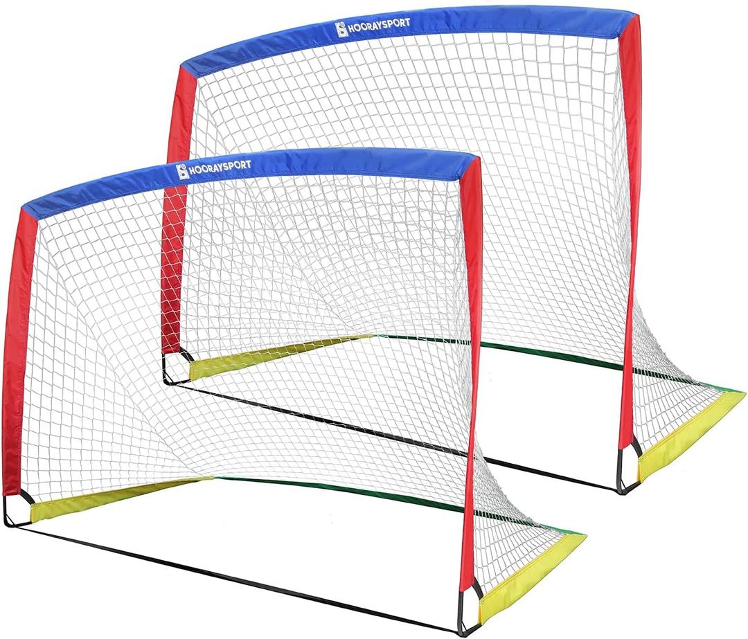 HOORAYSPORT Soccer Goal, 6x4 ft Pop Up Soccer Goal Set of 2, Portable Soccer Goals for Backyard for Indoor or Outdoor Practice, Multiple Sizes Soccer Nets Training Equipment