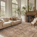 vivorug 6x9 Area Rugs, Ultra-Soft Washable Rug for Living Room Dinner Room Bedroom, Non-Slip Vintage Rug, Indoor Carpet Large Area Rug, Brown (Brick-red/Antique)