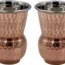 bona fide Hammered Outside pure Copper Inside Nickel Plated Tumbler Moscow Mule Mugs Copper Tumbler Cups pure copper glass for mule cocktail beverages soft drinks Handcrafted Set of 2 (400) ml 13 oz