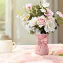 Pink Bow Vase for Home Decor 5.78 Inch Cute Coquette Gifts for Women Girls Shabby Chic Decorative PLA Hand Made Vases for Bouquet Flower Modern Aesthetic Living Room Wedding Decor