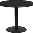 Flash Furniture Stiles 36'' Round Black Laminate Table Top with 24'' Round Table Height Base, Black 