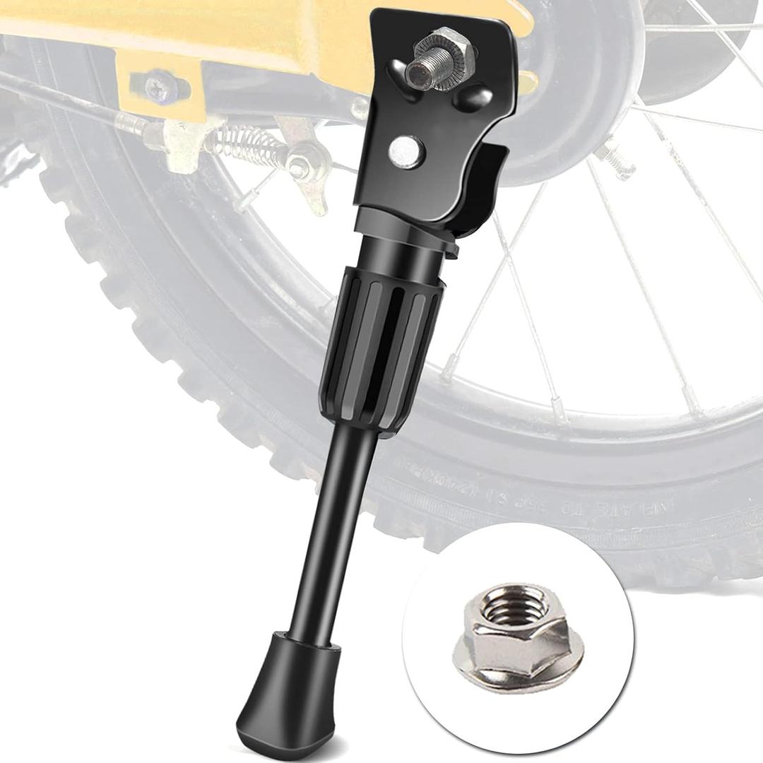 Kids Bike Kickstand Fits 12 14 16 18 20 Inch Bicycles, Aluminum Alloy Kickstand for Kids Bike with Anti-Slip Pad, Universal Fit for Mountain Road Bikes (Black)