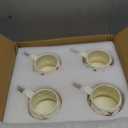 Cute Floral Coffee Mug Set of 4-12oz Ceramic Flower Embossed Cups with Petal Handles, Dishwasher and Microwave Safe