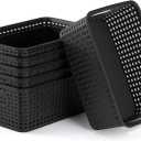 AREYZIN Plastic Storage Baskets Set of 6 Sturdy Small Organizer Bins Storage Baskets for Shelves,Closet,Countertops, Desktops, Cabinets and Badrooms,Black