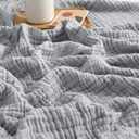 EMME Cooling Throw Blanket for Hot Flashes Muslin Throw Blanket 100% Cotton Throws Gauze Blanket All Season Soft Lightweight Breathable Blanket (Light Grey, 55"x75") (Twin)