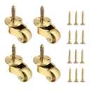 OwnMy 4PCS Universal Brass Caster Stem Wheels 22mm Heavy Duty Swivel Caster Wheels 360 Degree Rotation, 27mm Threaded Stem Casters Wheels Movable Metal Furniture Casters for Trunk Box Cabinet Trolley
