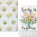 Flower Spring Kitchen Towels Set of 2,Blue Floral Dish Hand Towels Farmhouse Indoor Outdoor Holiday Seasonal Decorations DD092