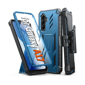 FNTCASE for Samsung Galaxy A175G Case: Military Grade Rugged Cell Phone Cover with Kickstand & Belt Clip Holster | Shockproof TPU Protection Bumper Matte Textured for Galaxy A17 Cases 6.7 inch, Blue