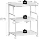 3-Tier Large Printer Stand with Storage, Rolling Printer Cart with Lockable Wheels for Home, Office (White)