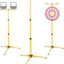 Archery Target Stand, Bow and Arrow Target Stand for Backyard & Shooting Range, Adjustable Foldable Metal Tripod Stand Hanging Traditional Straw & Foam Archery Targets and Work Light