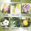 6FT Easter Garland for Mantle, Lighted Egg Garland with Butterfly Flower, Faux Greenery Spring with Timer for Summer Fireplace Outdoor Decorations